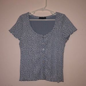 brandy melville blue floral zelly top